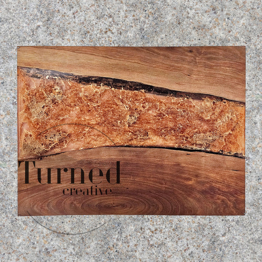 Natural Wood and epoxy charcuterie board bronze toned Epoxy w/ Live Edge (Large)