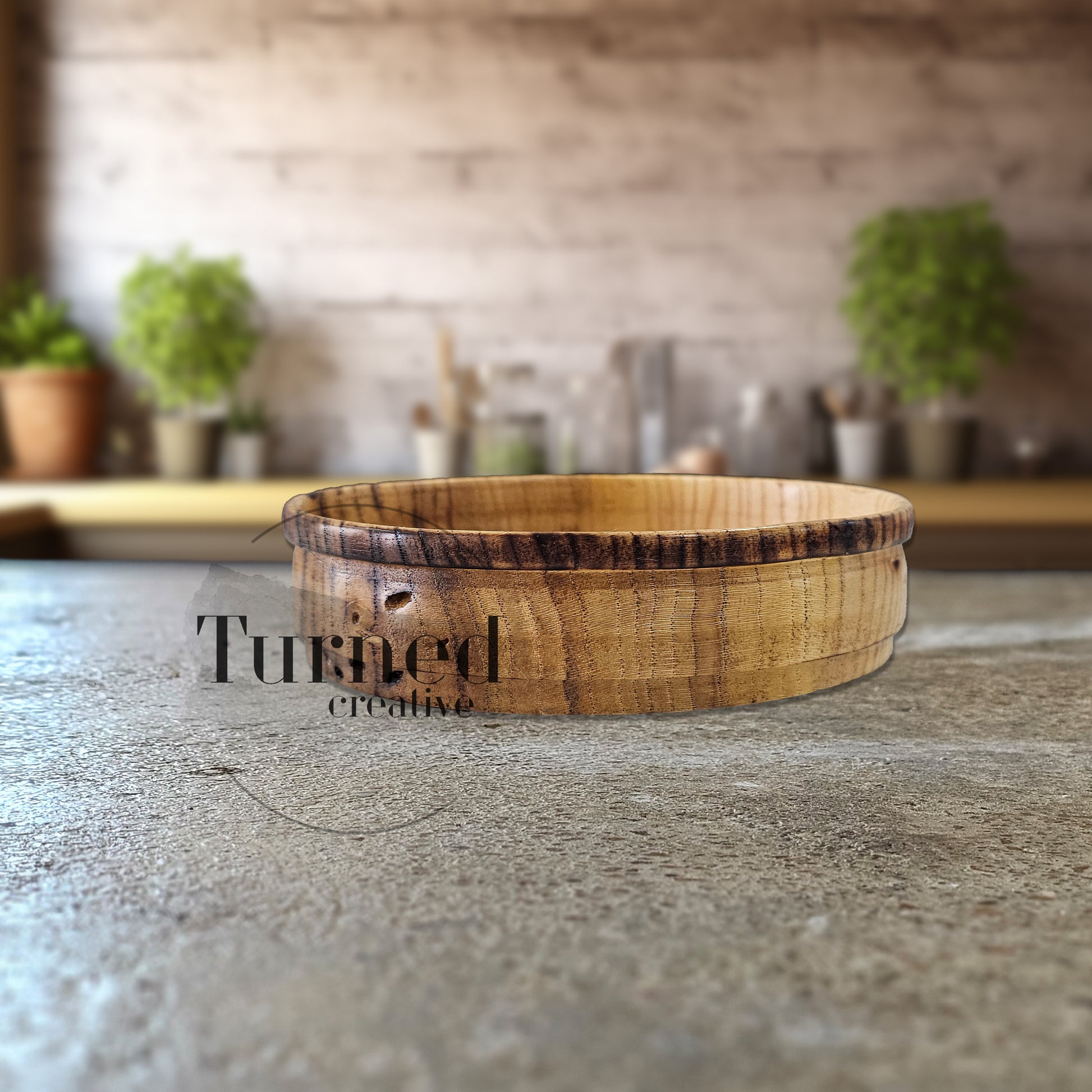 Hand Turned - Oak Bowl | Trinket Bowl with burned edging