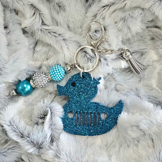 Beaded Keychain - Mid Blue Duck