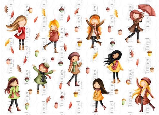 Cute Autumn Girls crystal stickers UV Element Sheet