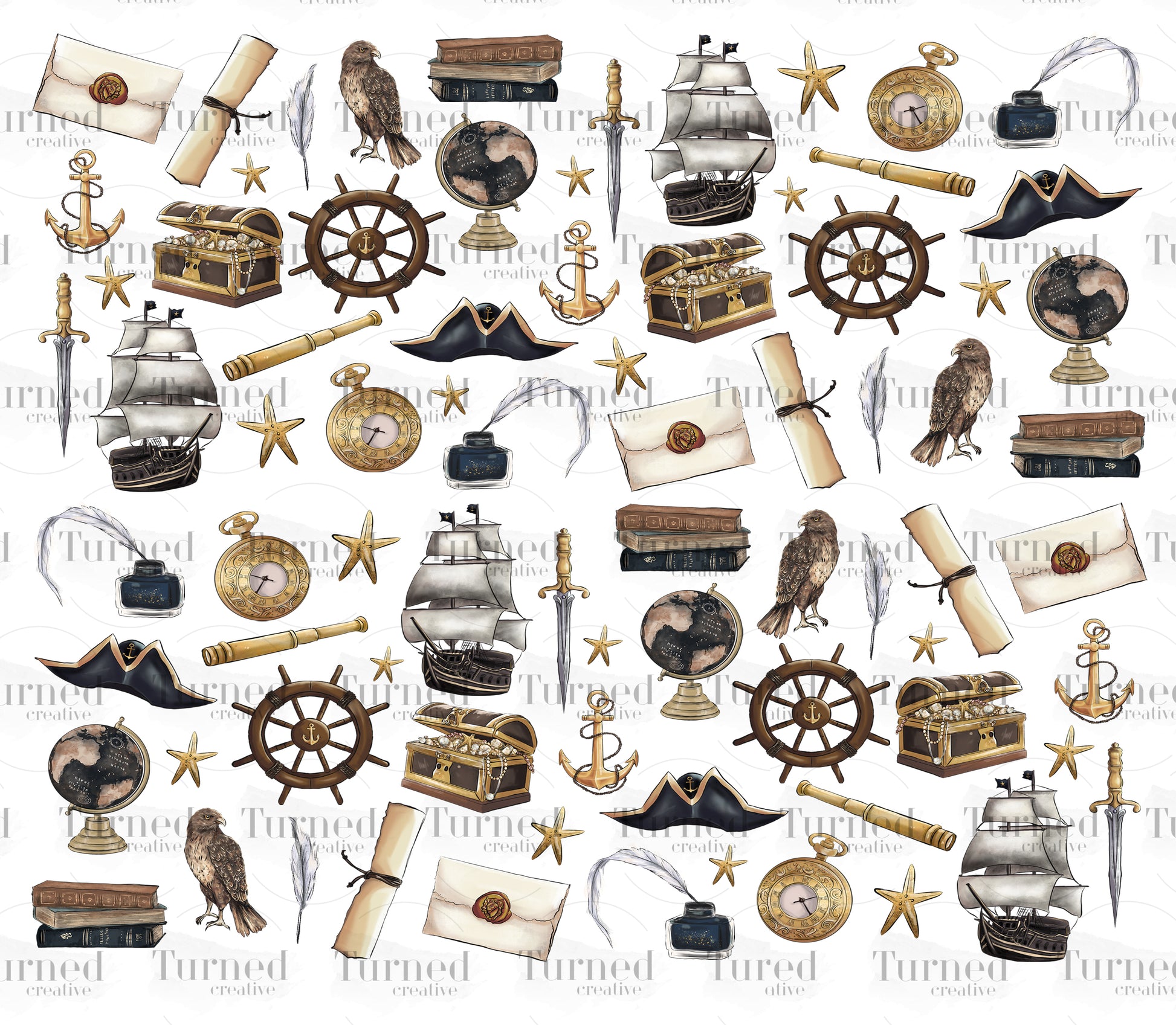 Pirates clipart 20 oz uv wrap