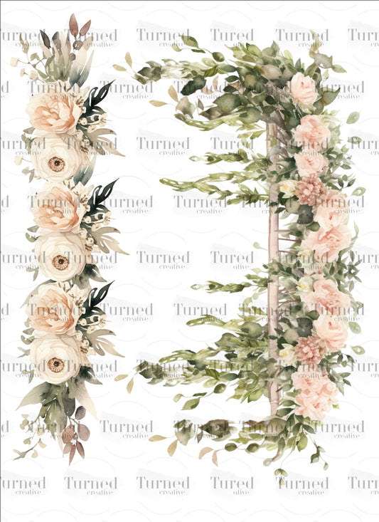 UV Floral element sheet wedding decals