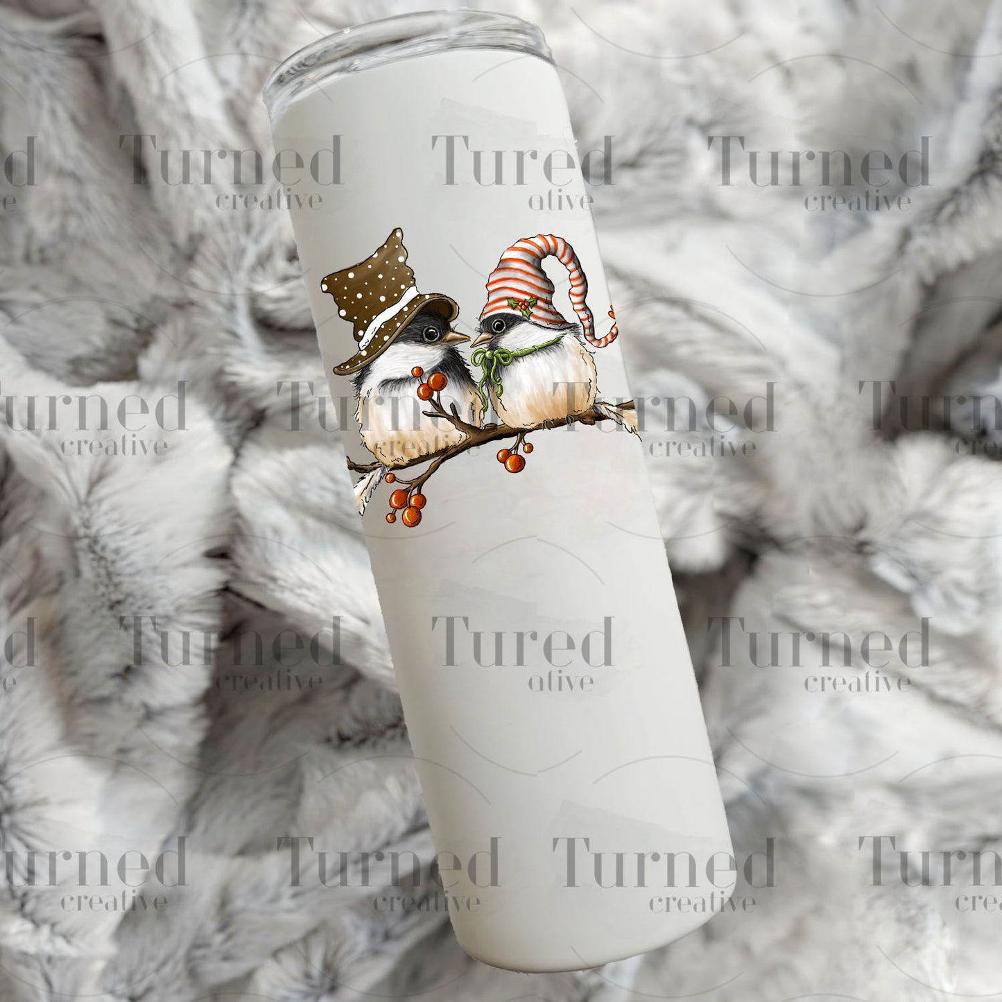 winter christmas UV tumbler decal chickadee