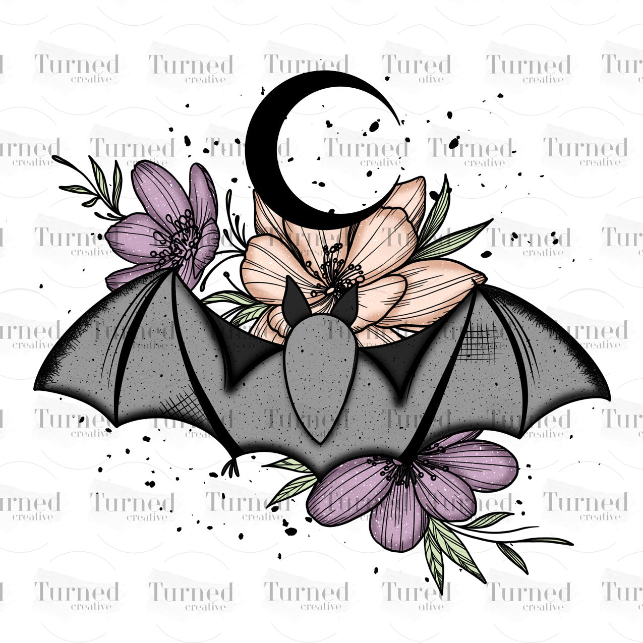 Halloween Cute Spooky Floral Bat Cerras Shop UV DTF Decal