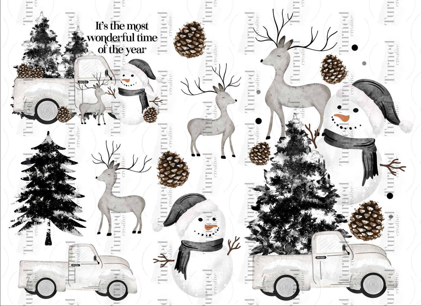 Christmas Most Wonderful Time of the Year UV tumbler decal Element Sheet