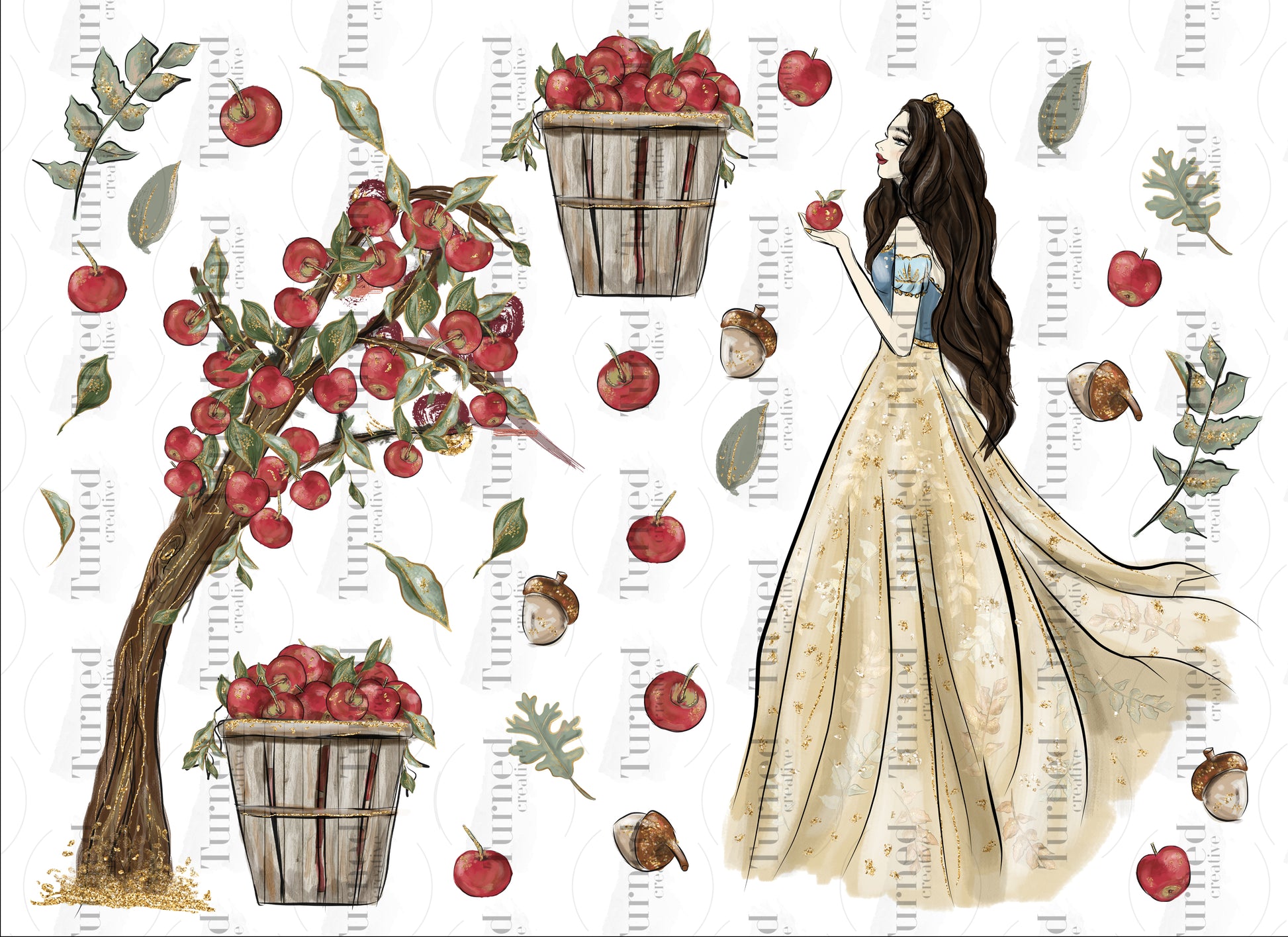 Snow White rustic chic crystal stickers UV Element Sheet