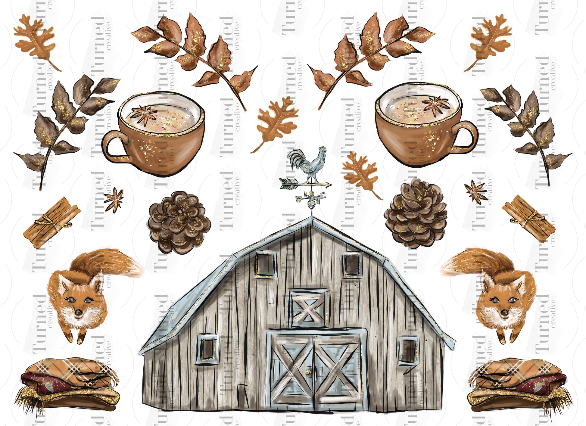 Rural Autumn Farm rustic chic crystal stickers UV Element Sheet