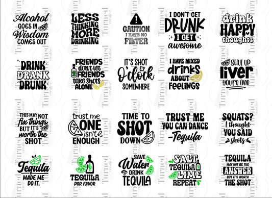 custom shot glass quotes uV decals