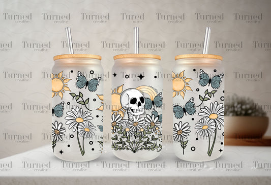 UV 16 oz Wrap: Skelly with Daisies