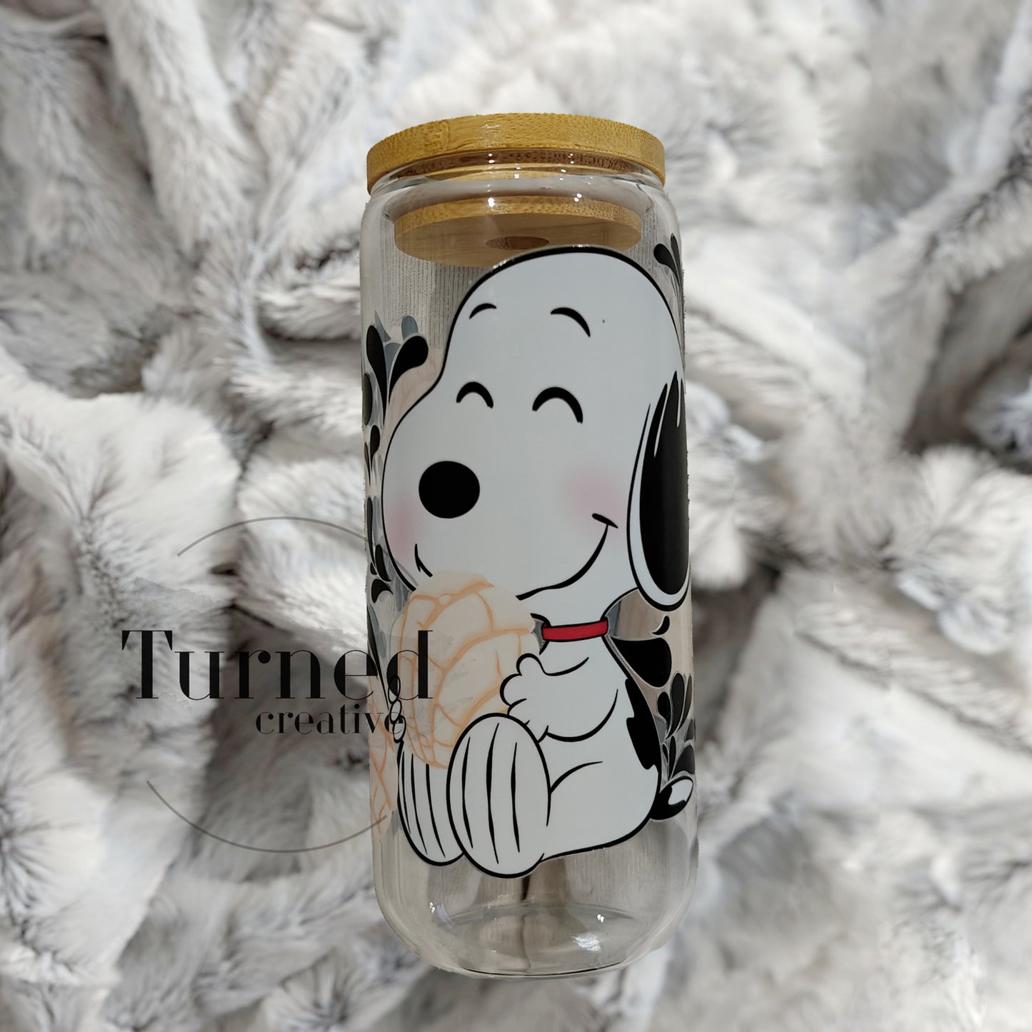 20 oz Snoopy Glass Can Tumbler _ Reserved for Lisa