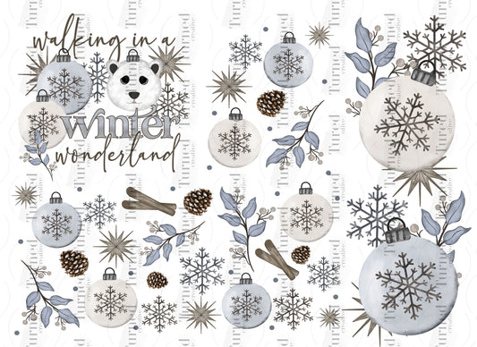 Christmas Winter Wonderland UV tumbler decal Element Sheet