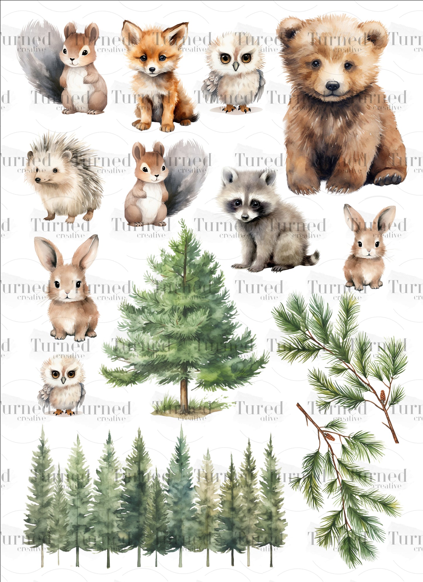 UV DTF Element Sheet: Woodland Animals